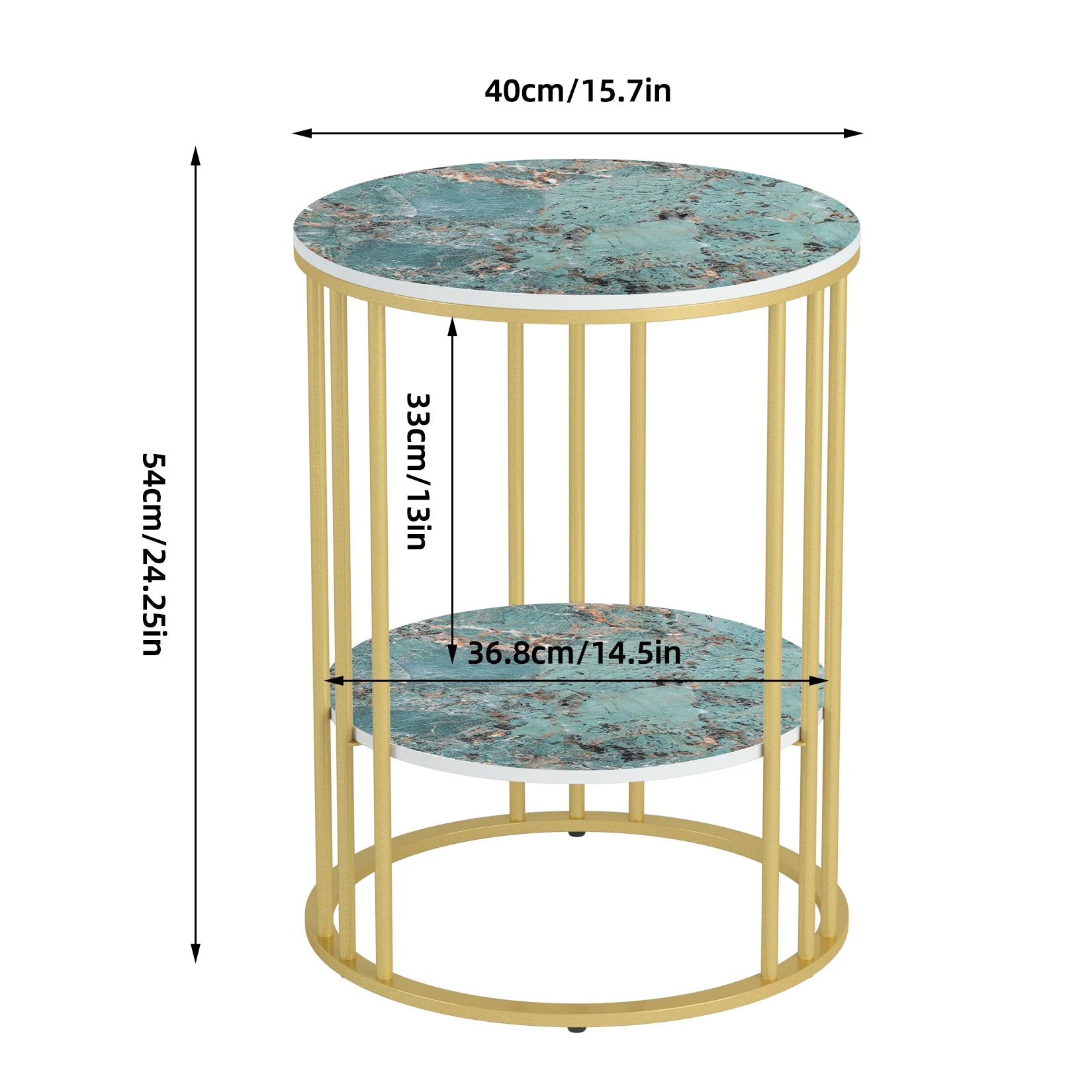 Sintered Stone 2 Tier Round Coffee Side End Table - Homevalley.co.uk