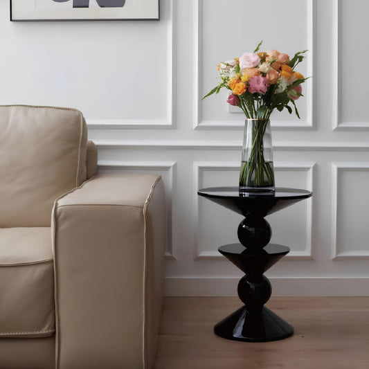 Small Round Black Side End Table - Homevalley.co.uk