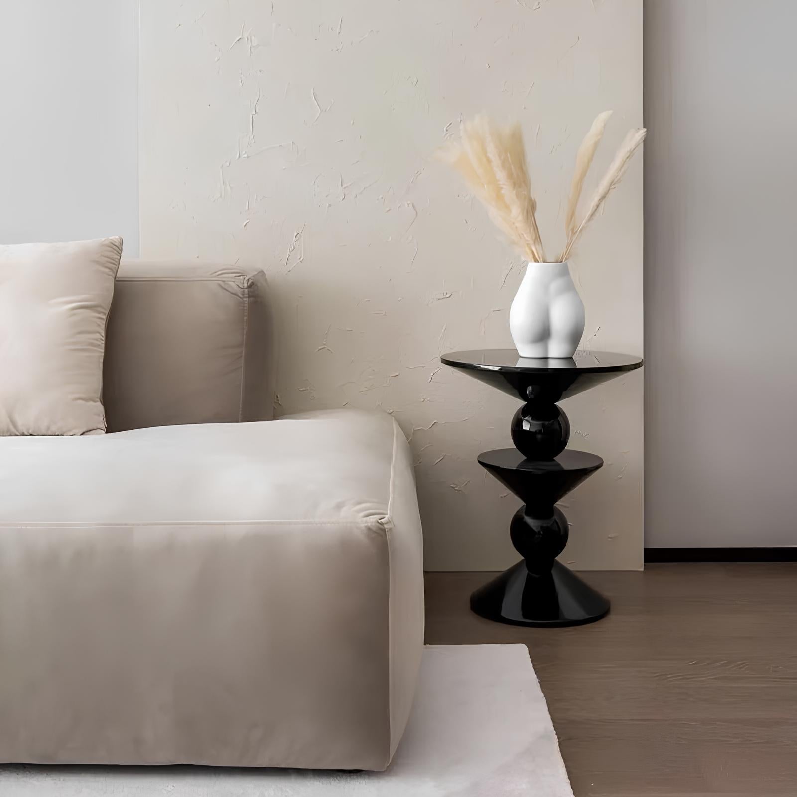 Small Round Black Side End Table - Homevalley.co.uk
