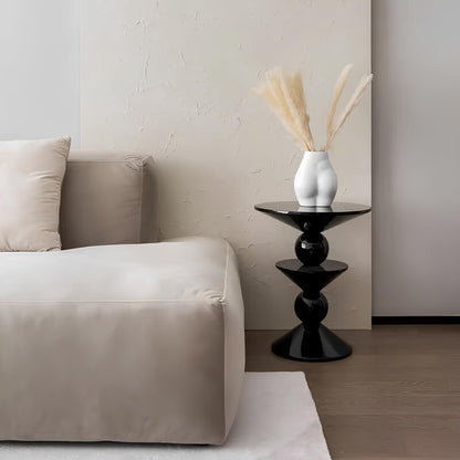 Small Round Black Side End Table - Homevalley.co.uk