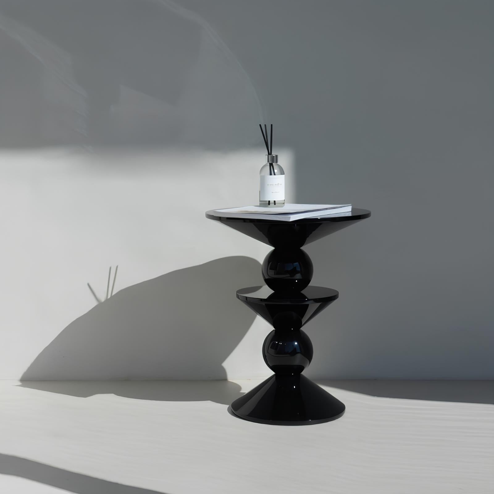 Small Round Black Side End Table - Homevalley.co.uk