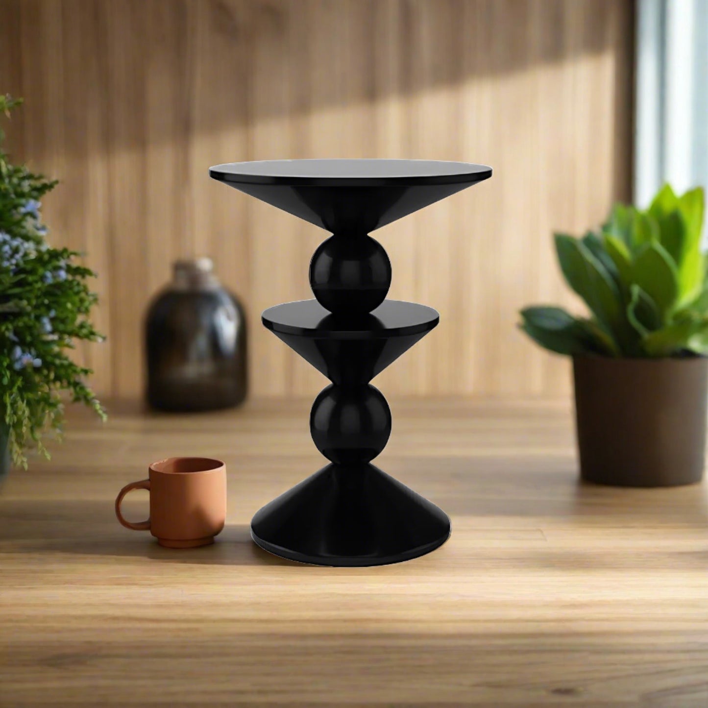 Small Round Black Side End Table - Homevalley.co.uk