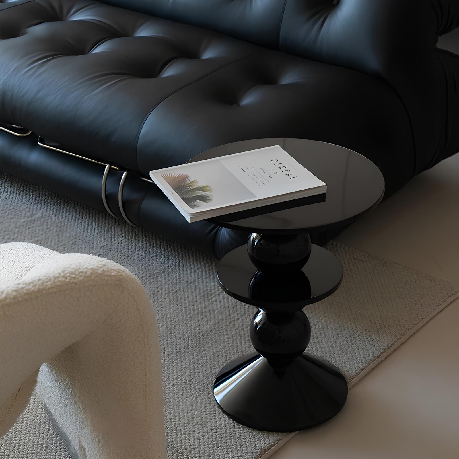 Small Round Black Side End Table - Homevalley.co.uk