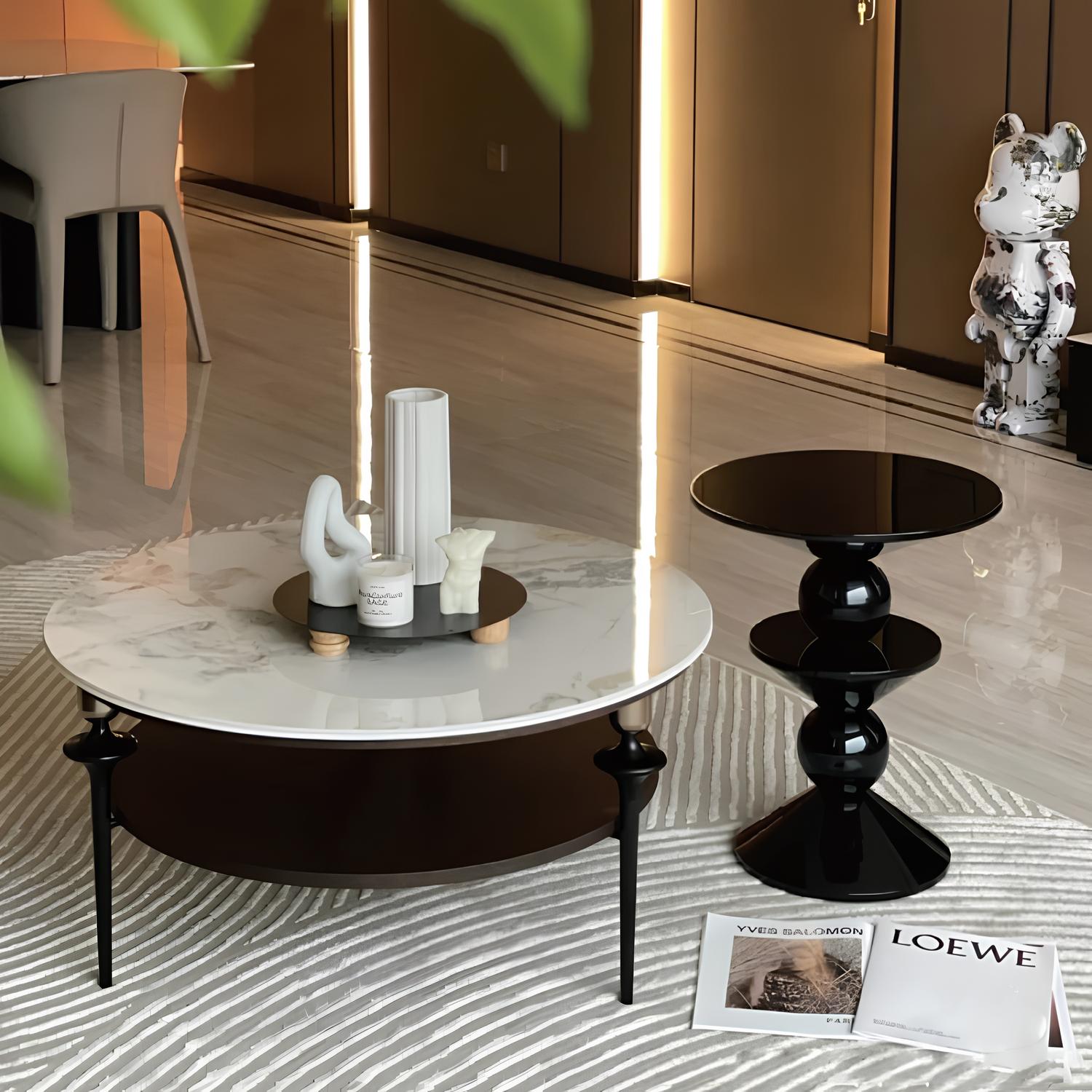 Small Round Black Side End Table - Homevalley.co.uk