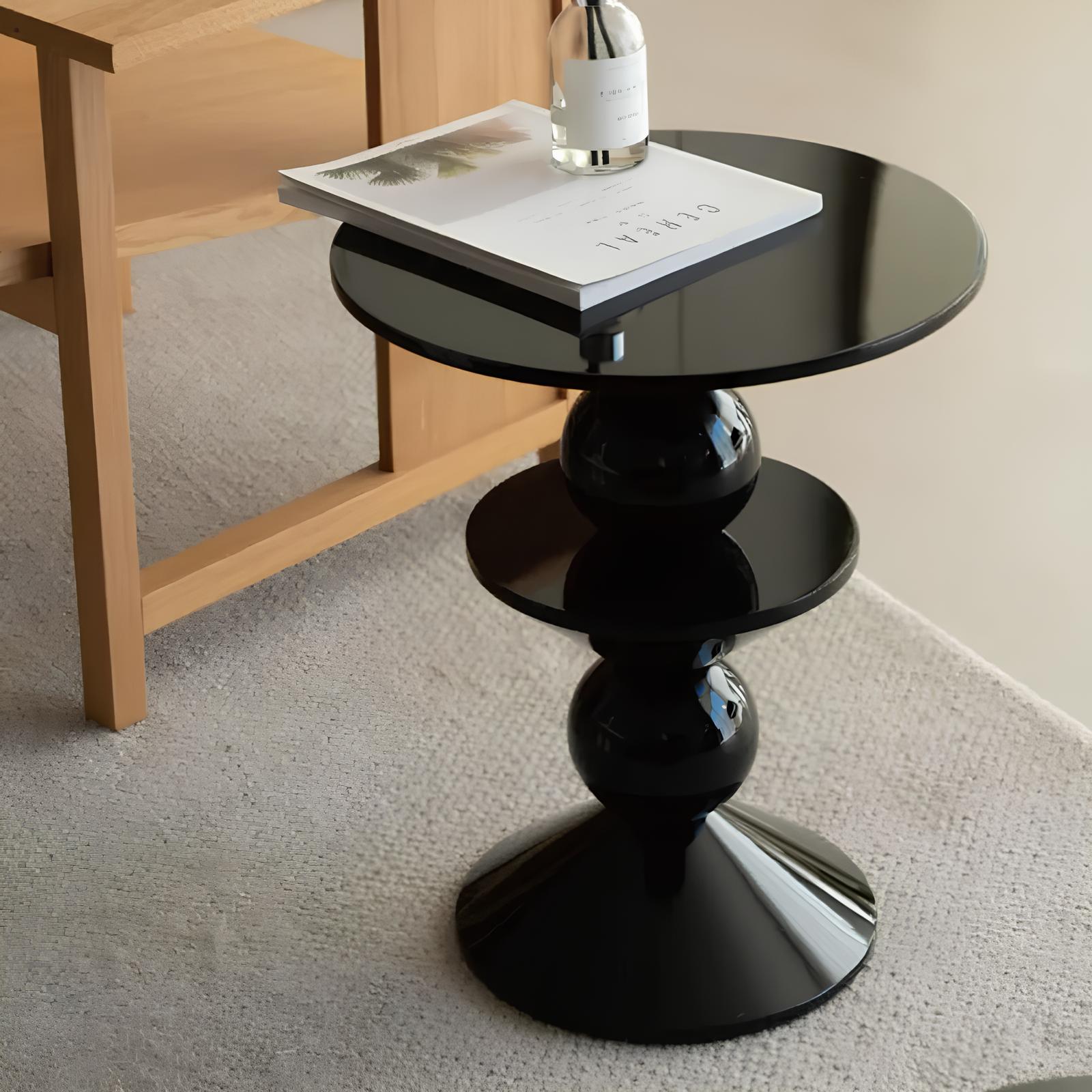 Small Round Black Side End Table - Homevalley.co.uk