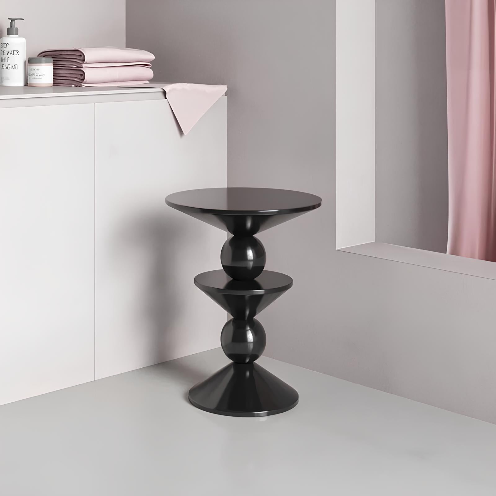 Small Round Black Side End Table - Homevalley.co.uk