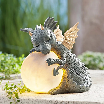 Small Sleeping Dinosaur Resin Sculpture Table Lamp Night Lights, Garden Decoration - Homevalley.co.uk
