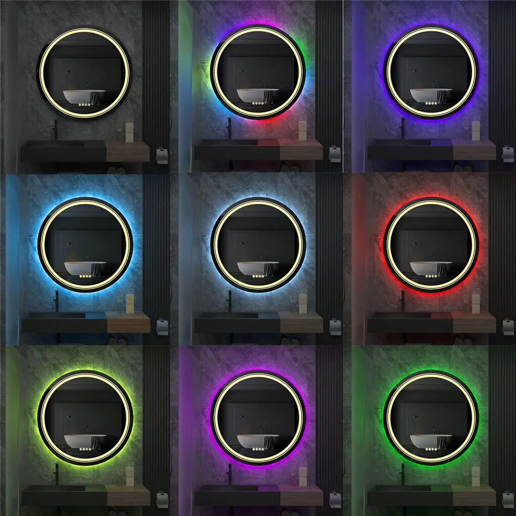 Smart Touch Screen RGB Backlight Bathroom Mirror Wall Mounted Mirror with LED Light - Homevalley.co.uk