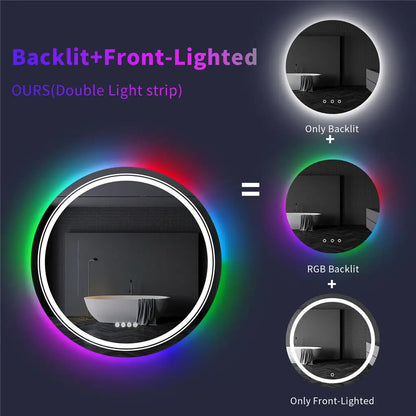 Smart Touch Screen RGB Backlight Bathroom Mirror Wall Mounted Mirror with LED Light - Homevalley.co.uk