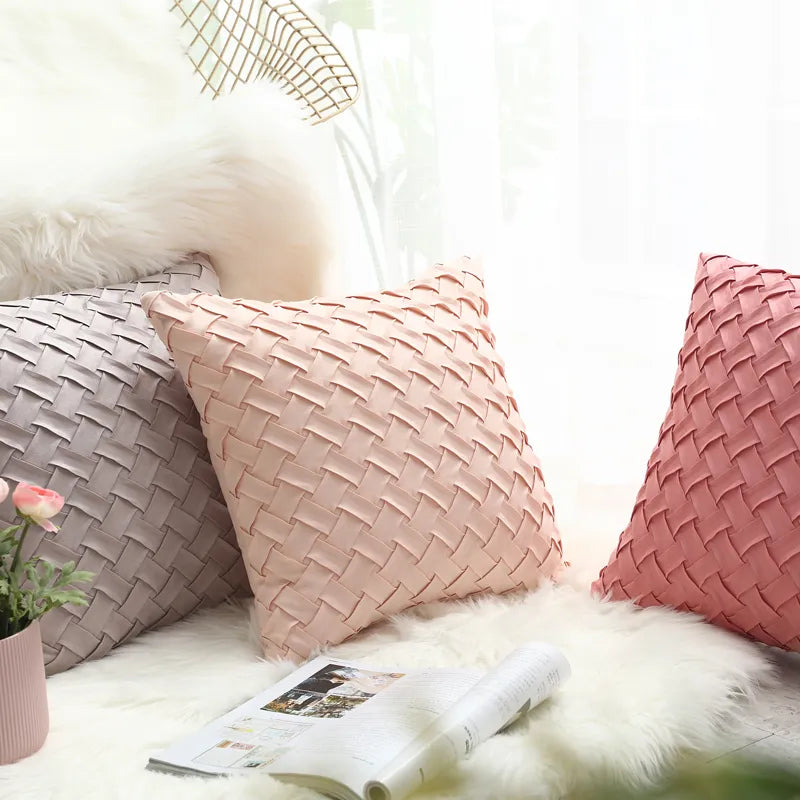 Soft Faux Suede Cushion Cover With Woven Pattern - Homevalley.co.uk