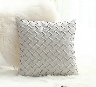 Soft Faux Suede Cushion Cover With Woven Pattern - Homevalley.co.uk