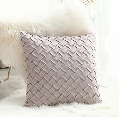Soft Faux Suede Cushion Cover With Woven Pattern - Homevalley.co.uk