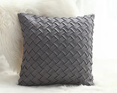 Soft Faux Suede Cushion Cover With Woven Pattern - Homevalley.co.uk