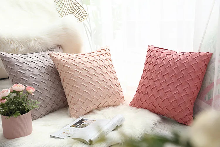 Soft Faux Suede Cushion Cover With Woven Pattern - Homevalley.co.uk