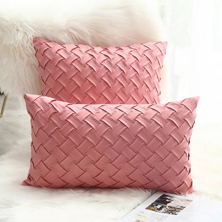 Soft Faux Suede Cushion Cover With Woven Pattern - Homevalley.co.uk
