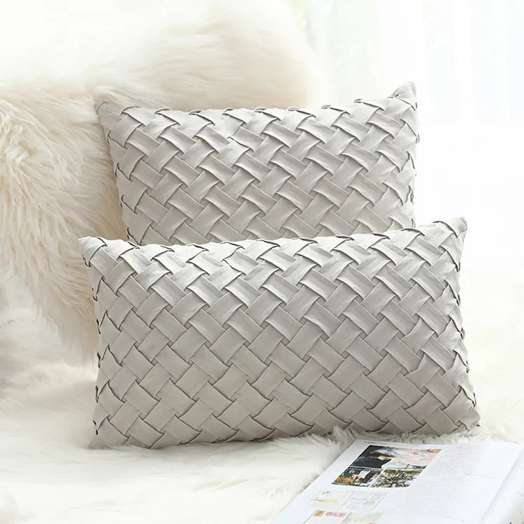Soft Faux Suede Cushion Cover With Woven Pattern - Homevalley.co.uk
