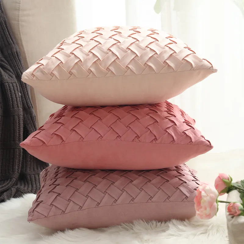 Soft Faux Suede Cushion Cover With Woven Pattern - Homevalley.co.uk
