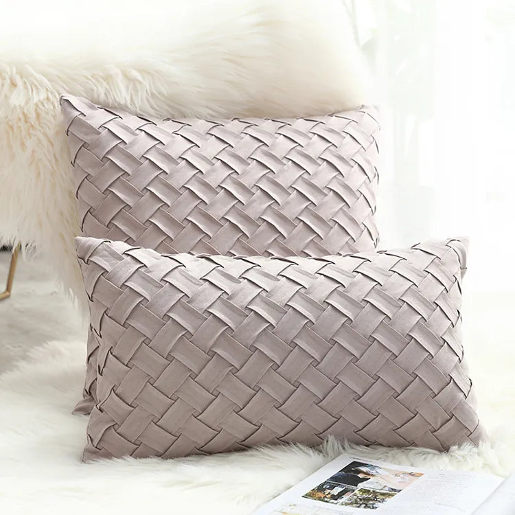 Soft Faux Suede Cushion Cover With Woven Pattern - Homevalley.co.uk