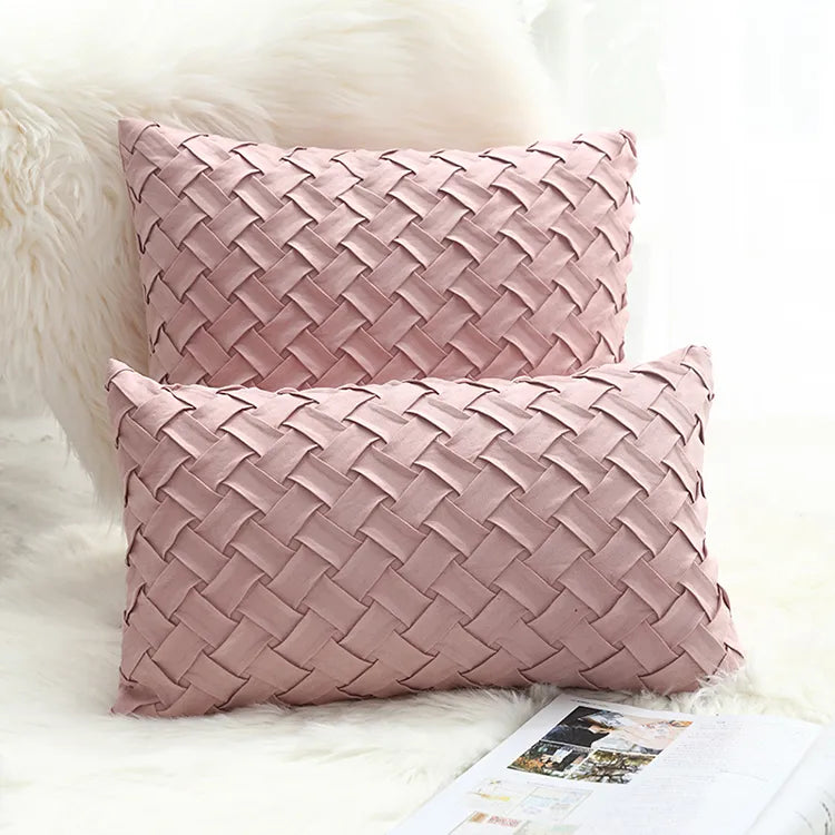 Soft Faux Suede Cushion Cover With Woven Pattern - Homevalley.co.uk