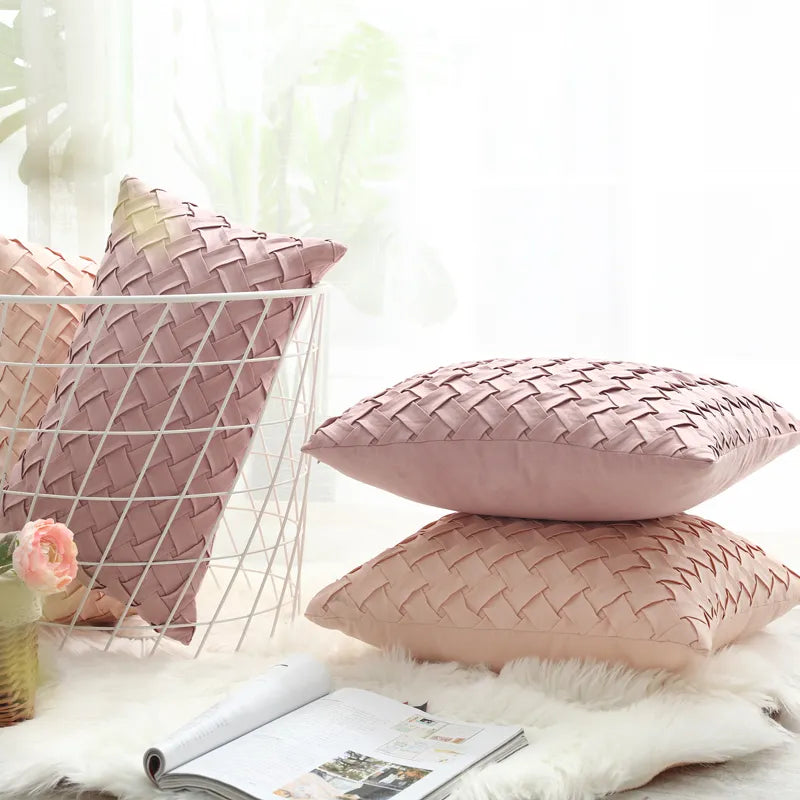 Soft Faux Suede Cushion Cover With Woven Pattern - Homevalley.co.uk