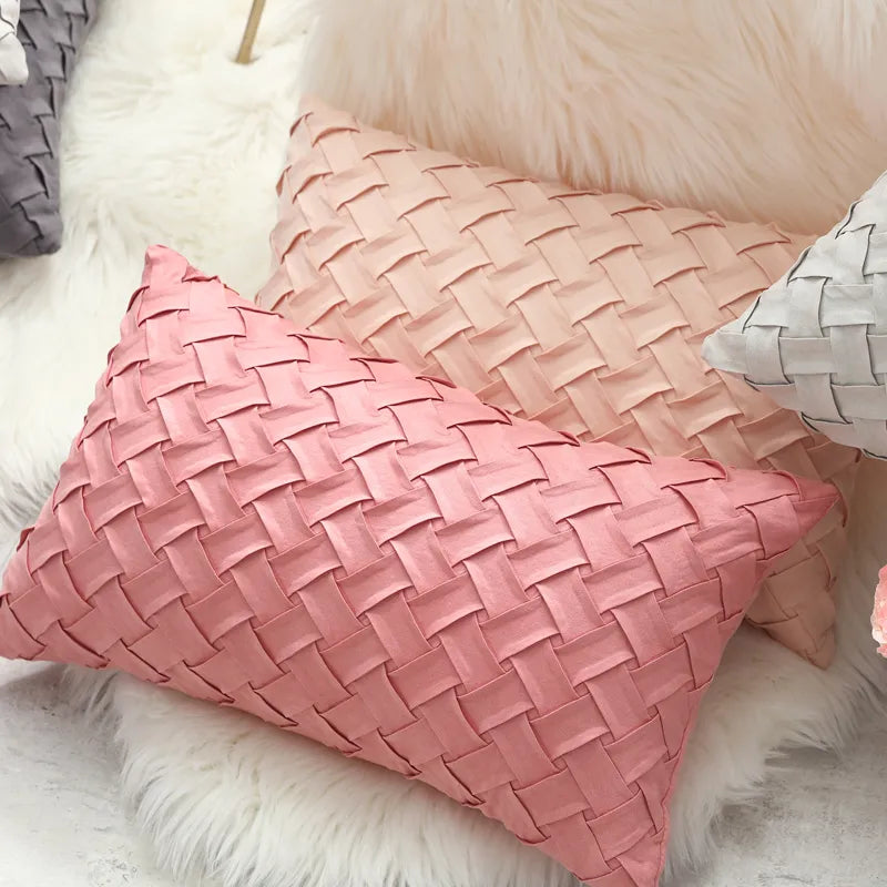 Soft Faux Suede Cushion Cover With Woven Pattern - Homevalley.co.uk