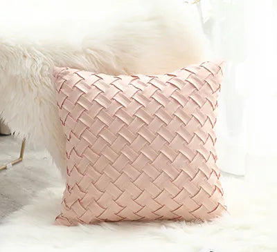 Soft Faux Suede Cushion Cover With Woven Pattern - Homevalley.co.uk