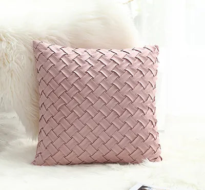 Soft Faux Suede Cushion Cover With Woven Pattern - Homevalley.co.uk