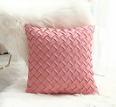 Soft Faux Suede Cushion Cover With Woven Pattern - Homevalley.co.uk