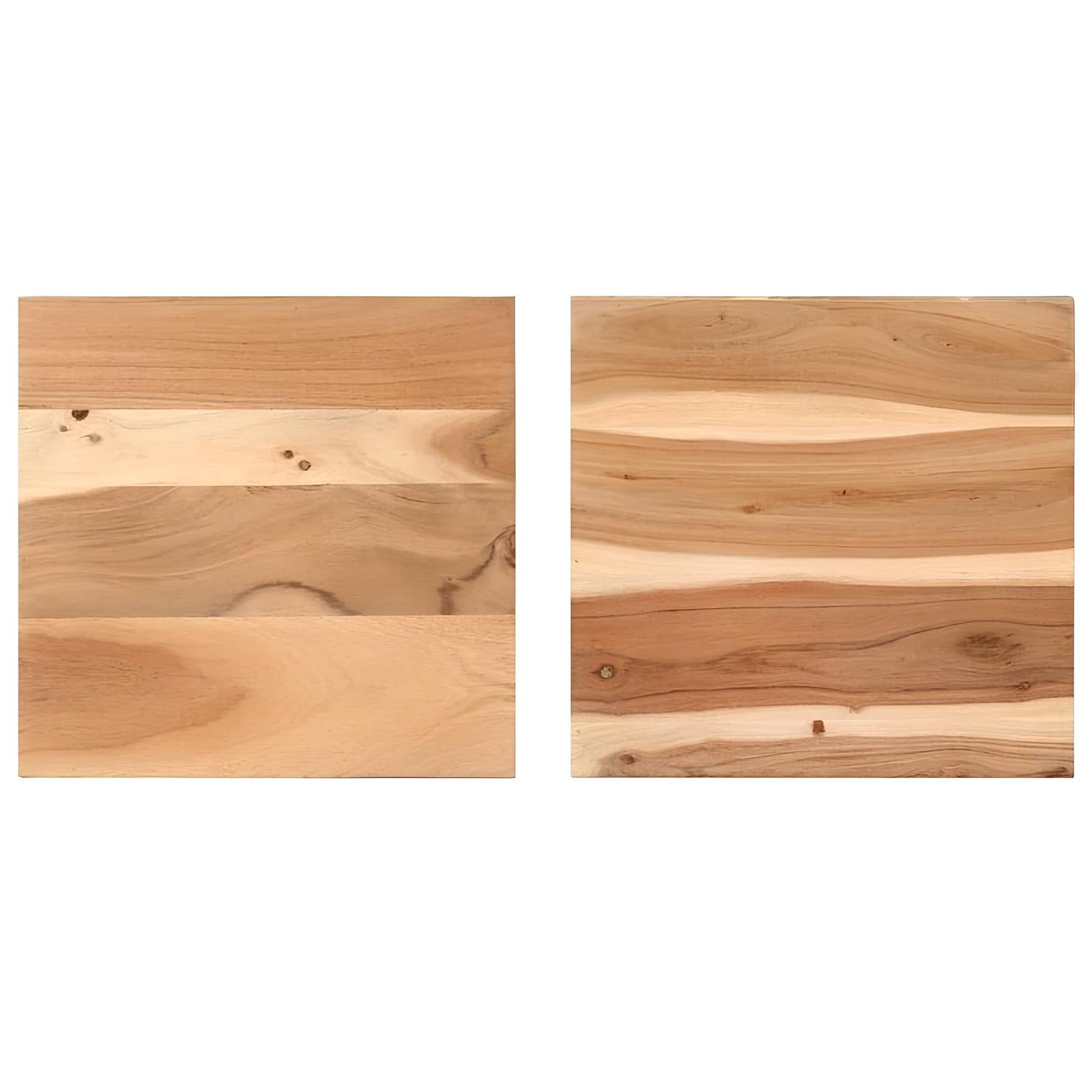 Solid Acacia Wood Square Side Coffee Table (Set of two) - Homevalley.co.uk