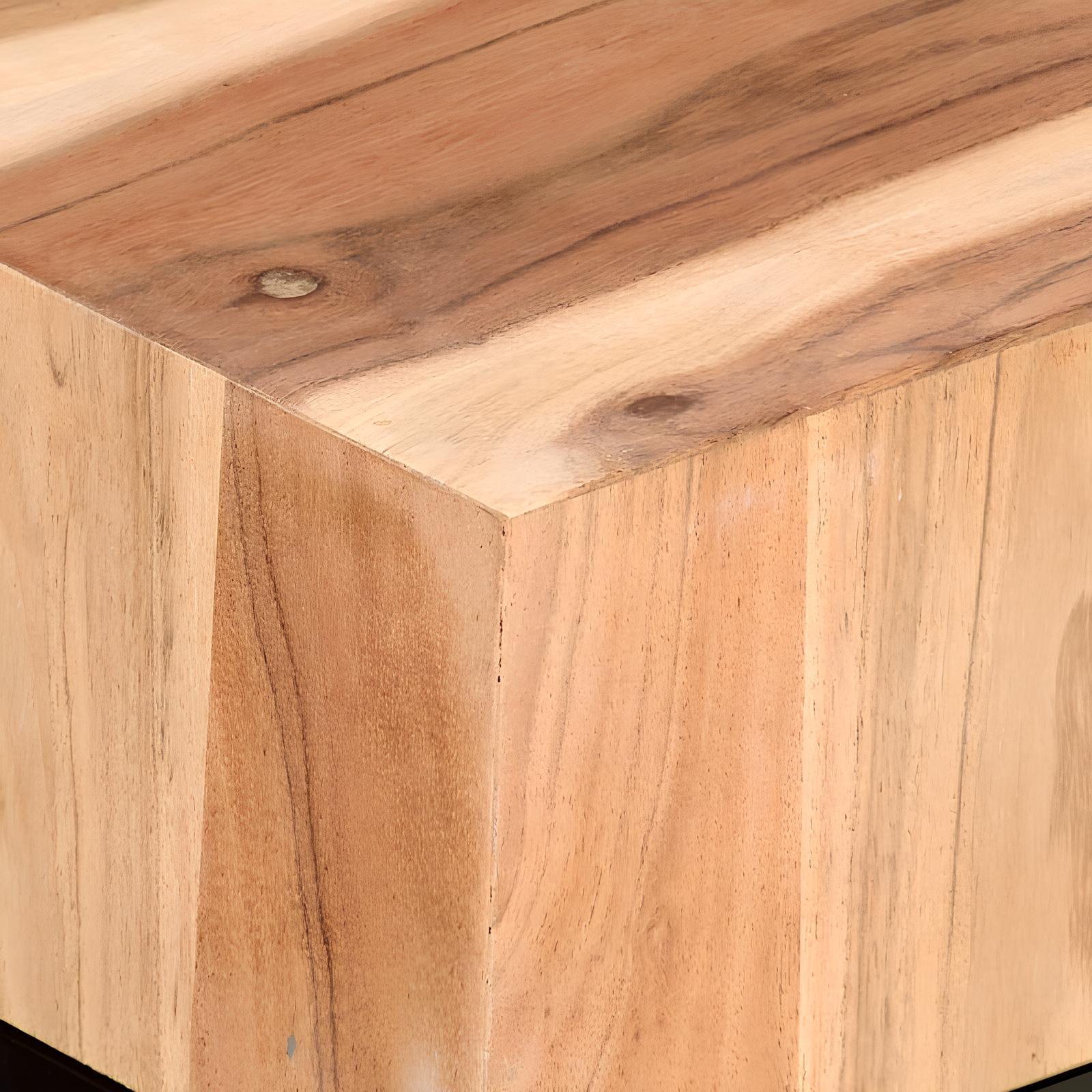 Solid Acacia Wood Square Side Coffee Table (Set of two) - Homevalley.co.uk