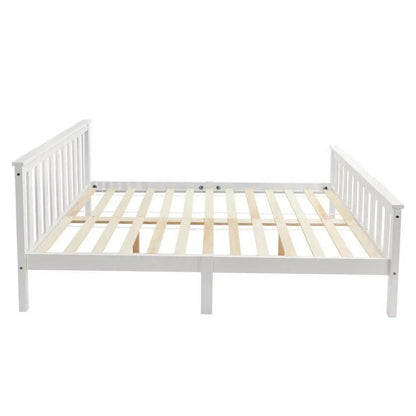 Solid Pine Wood White Double Bed Frame - Homevalley.co.uk