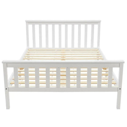 Solid Pine Wood White Double Bed Frame - Homevalley.co.uk