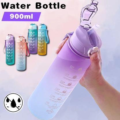 Sports Water Bottle with Time Marker Leak-proof Cup, BPA Free 900ML - Homevalley.co.uk