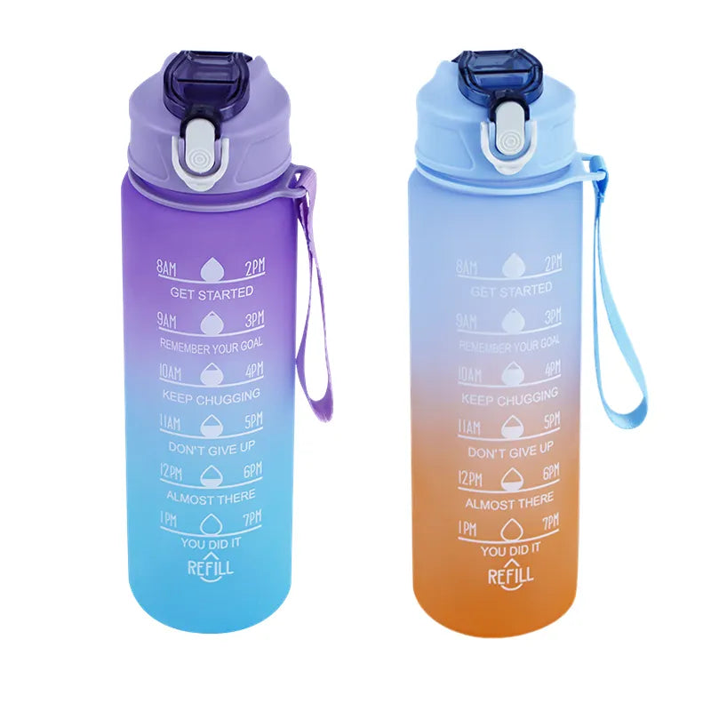 Sports Water Bottle with Time Marker Leak-proof Cup, BPA Free 900ML - Homevalley.co.uk