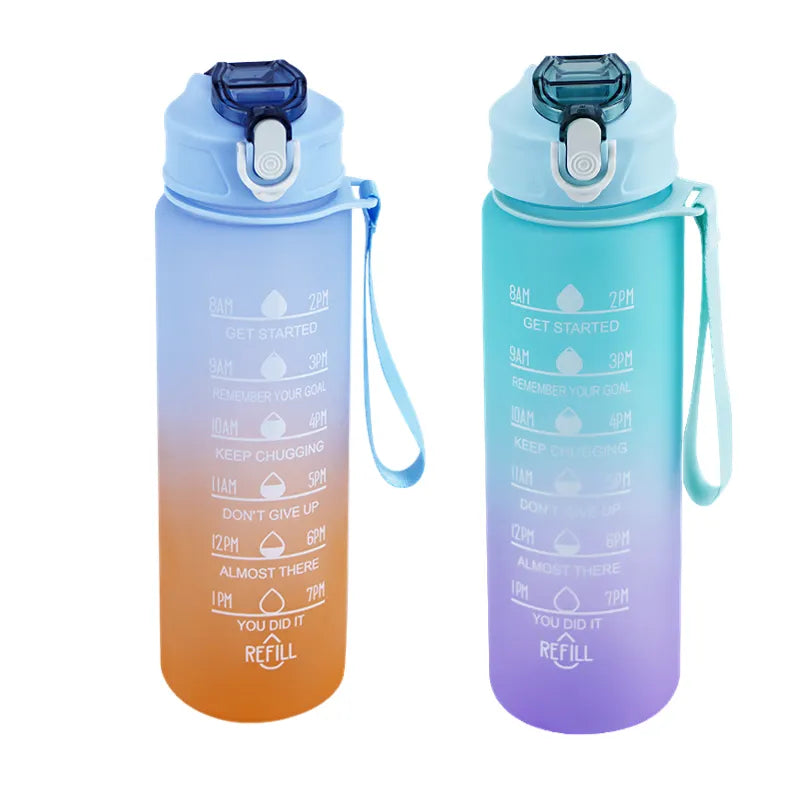 Sports Water Bottle with Time Marker Leak-proof Cup, BPA Free 900ML - Homevalley.co.uk