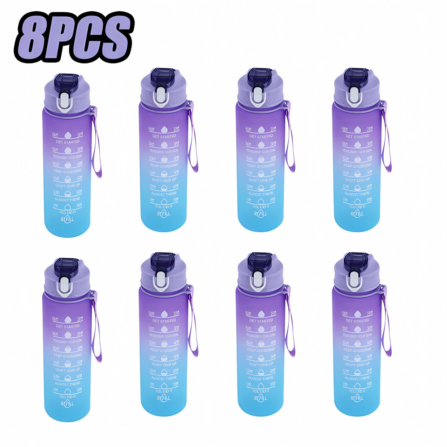 Sports Water Bottle with Time Marker Leak-proof Cup, BPA Free 900ML - Homevalley.co.uk