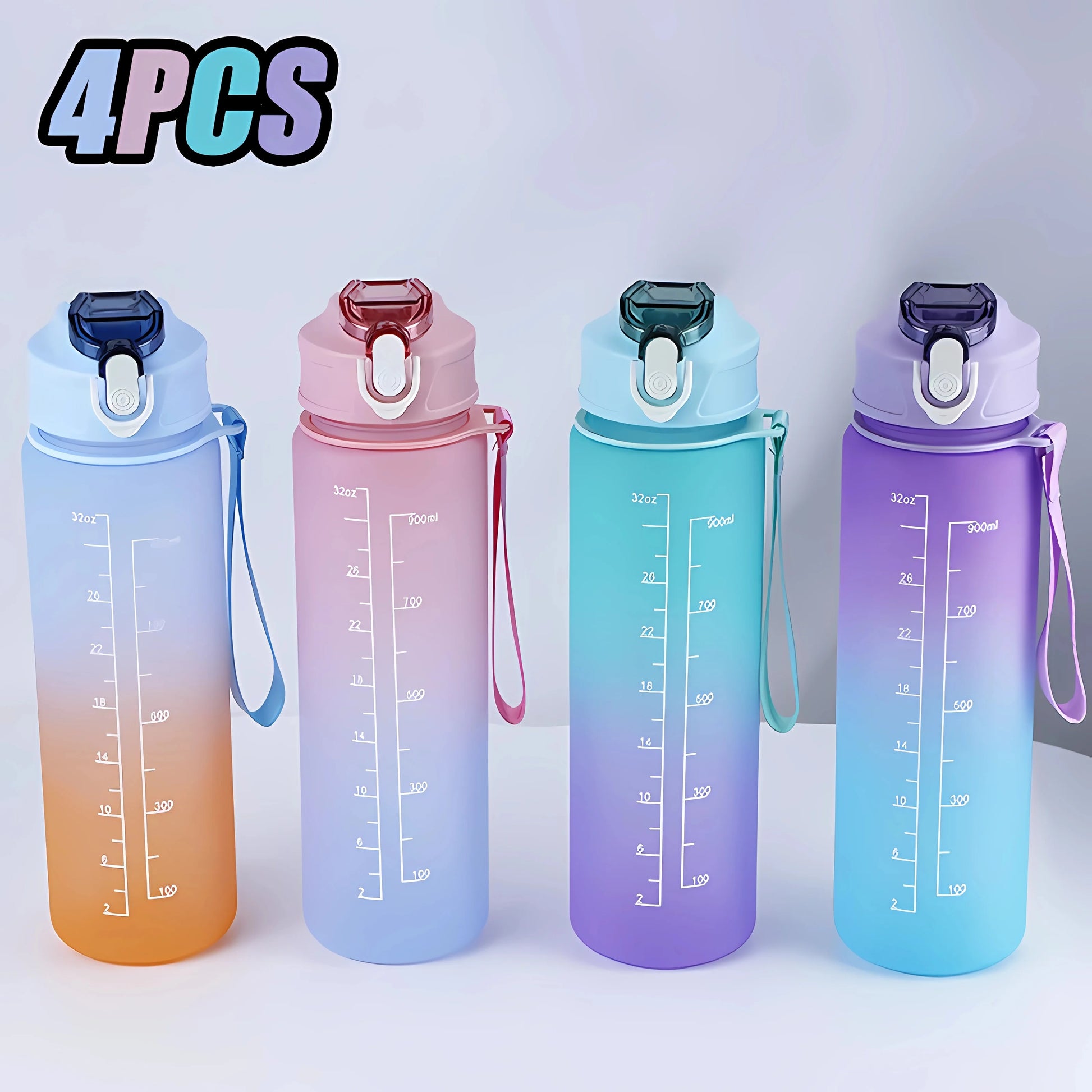 Sports Water Bottle with Time Marker Leak-proof Cup, BPA Free 900ML - Homevalley.co.uk