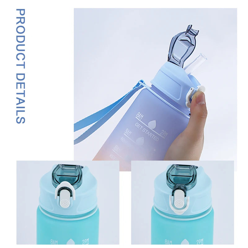 Sports Water Bottle with Time Marker Leak-proof Cup, BPA Free 900ML - Homevalley.co.uk