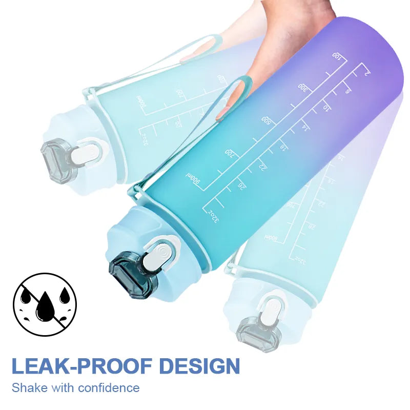 Sports Water Bottle with Time Marker Leak-proof Cup, BPA Free 900ML - Homevalley.co.uk