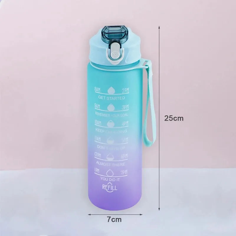 Sports Water Bottle with Time Marker Leak-proof Cup, BPA Free 900ML - Homevalley.co.uk