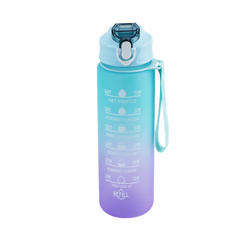 Sports Water Bottle with Time Marker Leak-proof Cup, BPA Free 900ML - Homevalley.co.uk