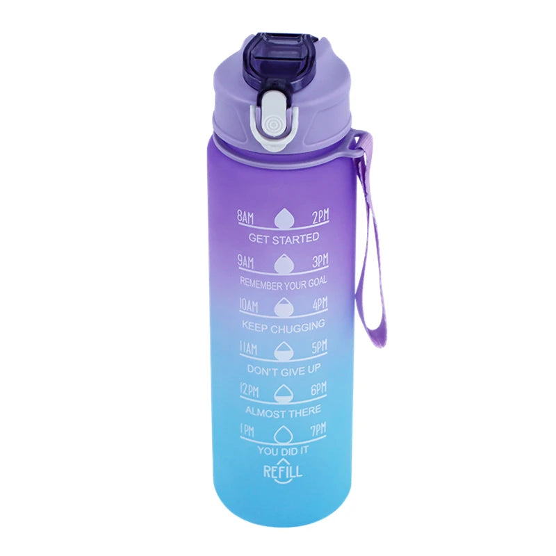Sports Water Bottle with Time Marker Leak-proof Cup, BPA Free 900ML - Homevalley.co.uk