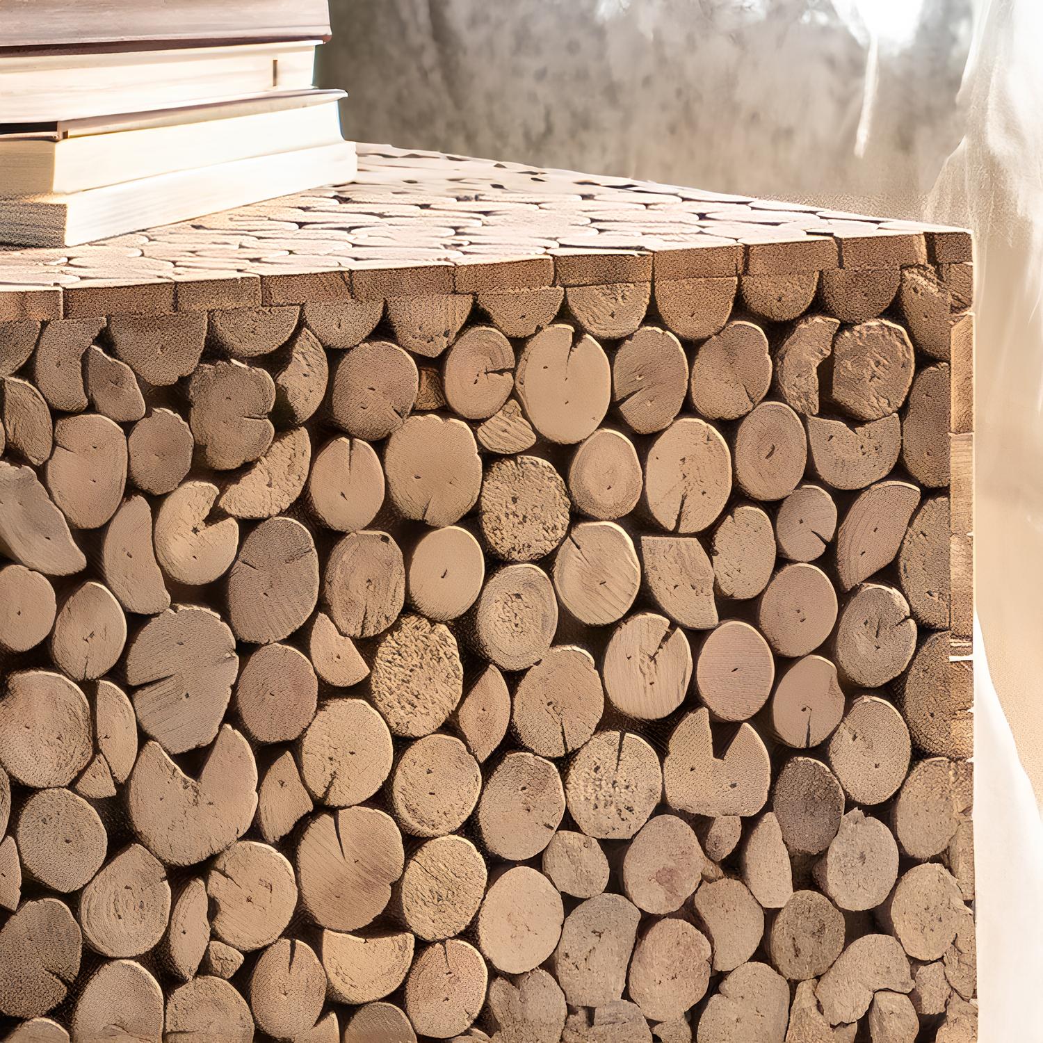 Stacked Wood Design Side / End / Accent Coffee Table - Homevalley.co.uk