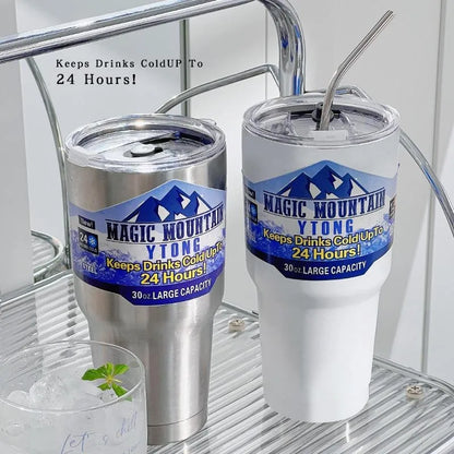Stainless Steel Freeze Thermos with Straw Vacuum Insulated Cup, 900ML - Homevalley.co.uk