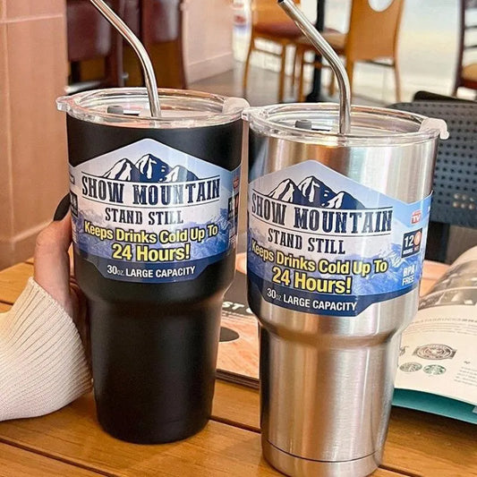 Stainless Steel Freeze Thermos with Straw Vacuum Insulated Cup - Homevalley.co.uk