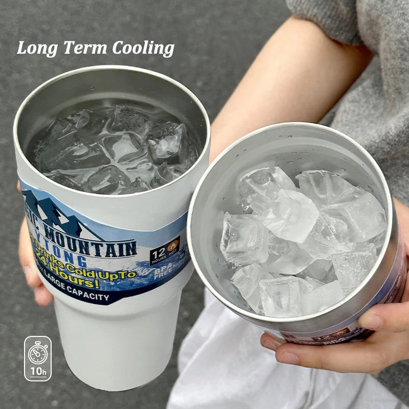 Stainless Steel Freeze Thermos with Straw Vacuum Insulated Cup - Homevalley.co.uk