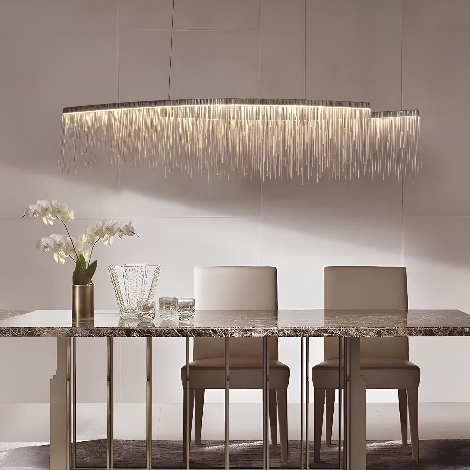 Stainless Steel Tasseled Pendant Chandelier - Homevalley.co.uk