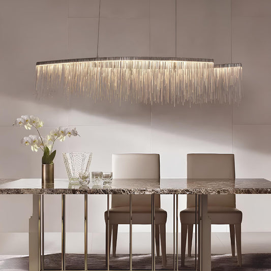 Stainless Steel Tasseled Pendant Chandelier - Homevalley.co.uk