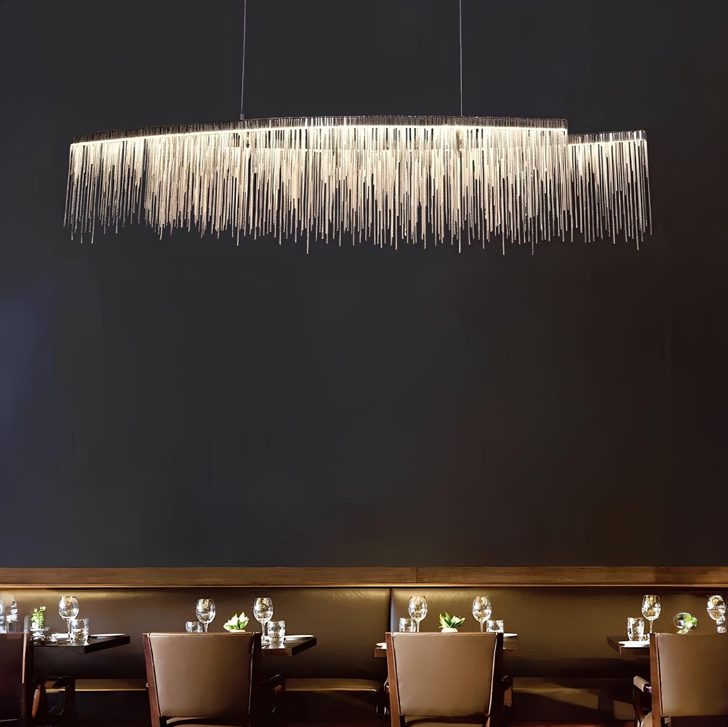 Stainless Steel Tasseled Pendant Chandelier - Homevalley.co.uk
