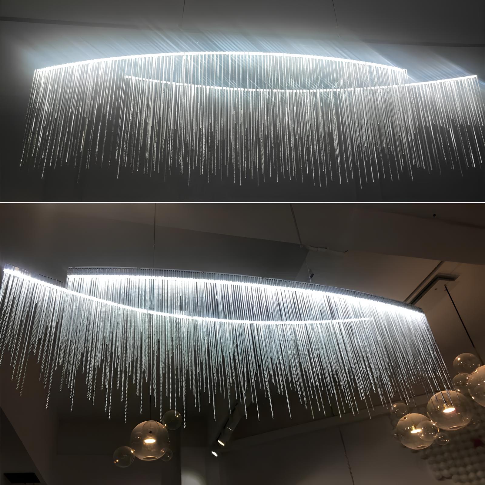 Stainless Steel Tasseled Pendant Chandelier - Homevalley.co.uk